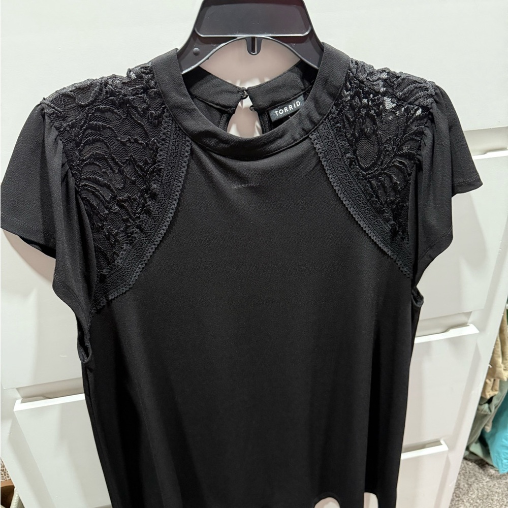 Torrid Black Lace Accent Blouse